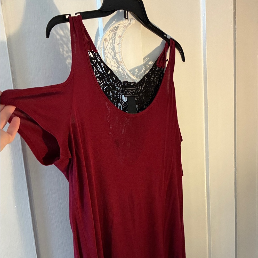 Cold shoulder lace back top